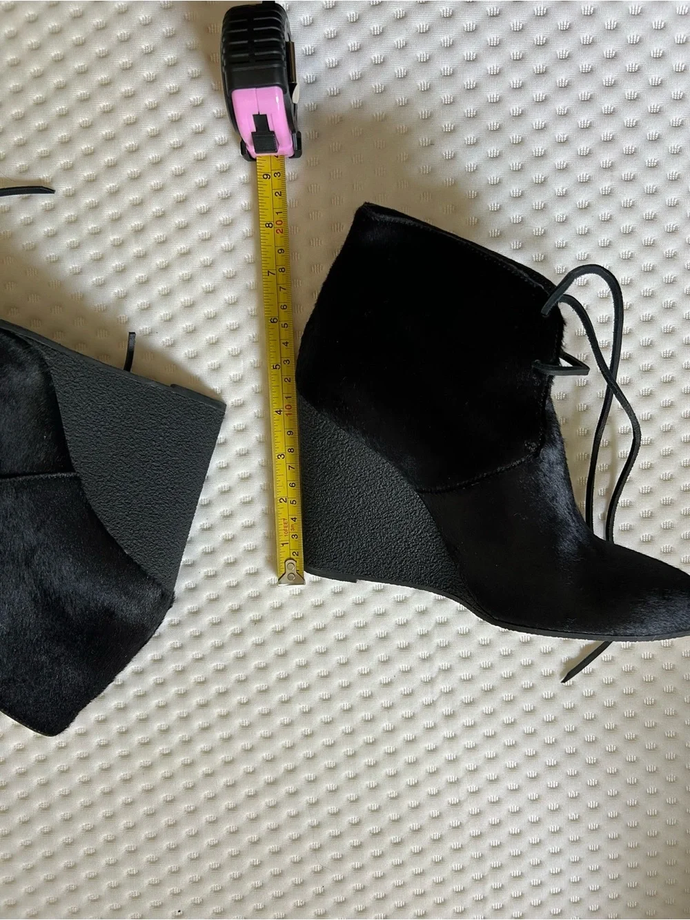 Burberry Prorsum Benton Pony Hair Wedge Ankle Boots Black EU 38